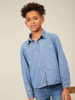 Long Sleeve Regular Fit Plain Collar Kids Clothing 9733