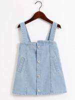 Regular Fit Sleeveless Plain Short Toddler Girls Denim 856