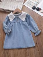 Colorblock Cute Peter Pan Collar Regular Fit Toddler Girls Clothing 8204