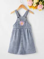  Embroidery Floral Sleeveless Toddler Girls Denim 4028