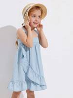 Regular Fit Short Straps Toddler Girls Denim 363