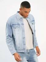  Button Front Long Sleeve Men Denim Jackets 305