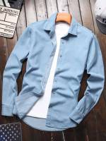 Regular Light Wash Long Sleeve Casual Men Clothing 188