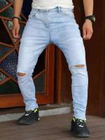 Ripped Light Wash Plain Men Denim 274