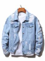 Light Wash Casual Regular Fit Men Denim Jackets 4422