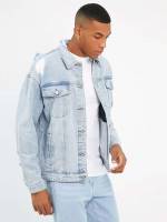 Plain Long Sleeve Light Wash Men Denim 355