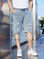   Plain Men Denim Shorts 5549