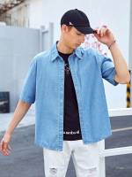 Regular Button Front  Men Denim Shirts 3933