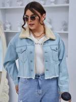  Long Sleeve Casual Regular Plus Size Denim Jackets 5638