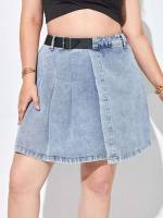  Short Light Wash Plus Size Denim Skirts 4918