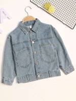  Pocket Regular Fit Light Wash Toddler Boy Denim Jackets  Coats 4924