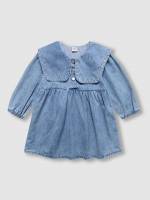  Cute Regular Fit Sailor Collar Toddler Girl Denim Dresses 6820