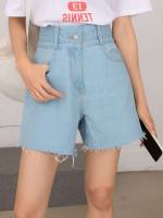  Light Wash Raw Hem Women Denim 1280