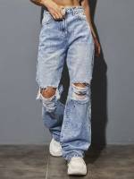  Light Wash Ripped Women Jeans 285