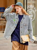  Patched Long Sleeve Regular Women Denim Jackets  Coats 3336