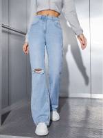 Light Wash Regular Fit Plain Women Denim 5766