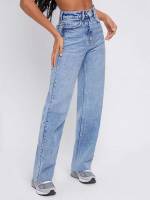 Raw Hem Long Women Jeans 8891