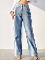  Light Wash Button Women Jeans 310