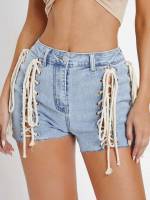 Regular Fit Light Wash Women Denim Shorts 6988