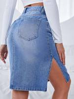 Midi  Split Women Denim Skirts 7108