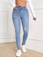 Skinny  Plain Women Jeans 8748