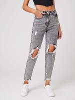  Regular Fit Plain Ripped Women Denim 458