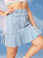  Pleated Plus Size Denim Skirts 466