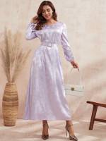 Long Sleeve  Belted Arabian Dresses 181