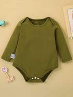 Plain Button Round Neck Baby Clothing 2073