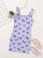 Sleeveless Lilac Purple Slim Fit Girls Clothing 5984