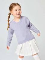 Regular Lilac Purple Regular Fit Plain Toddler Girls Knitwear 1771