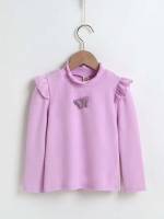 Regular Fit Regular Lilac Purple Casual Toddler Girls Tops 6971