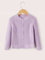 Regular Button Lilac Purple Toddler Girl Cardigans 5236