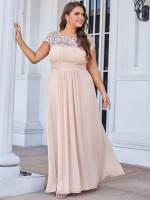 Ruched Bust Cap Sleeve Regular Fit Plus Size Wedding Party Wear 1720