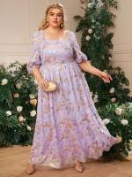 Regular Fit Lilac Purple Sweetheart Romantic Plus Size Wedding Party Wear 501