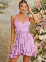 Ruffle Hem Glamorous Spaghetti Strap Wedding  Special 1662