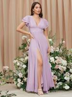  Regular Fit Deep V Neck Glamorous Women Wedding Party Wear 1029