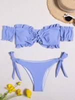 Cute Frill Off the Shoulder Women Bikini Sets 678