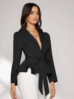 Long Sleeve Regular Fit Lapel Women Blazers 7234