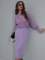  Long Sleeve Lilac Purple Women Clothing 6408