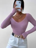 Lilac Purple  Regular Women Sweaters 5498