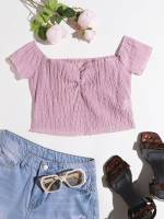  Sweetheart Lilac Purple Crop Women Tops, Blouses  Tee 5873