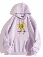  Lilac Purple Drawstring Women Sweatshirts 3642