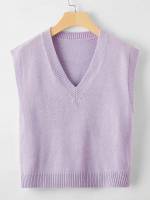  Plain Regular Fit Lilac Purple Women Knitwear 419