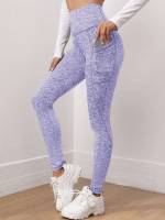 Lilac Purple Plain Women Leggings 86