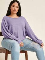  Round Neck Oversized Lilac Purple Women Plus Clothing 2451