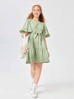  Regular Fit Lime Green Cute Girls Dresses 792