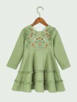  Lime Green Casual Embroidery Toddler Girls Clothing 849