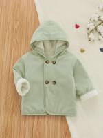 Regular Lime Green Button Plain Toddler Girl Coats 4347