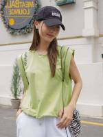  Regular Lime Green Round Neck Women Tank Tops  Camis 6932